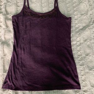Purple cami with beading design on the front